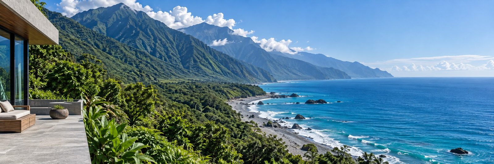 山脈與海岸線的示意圖
